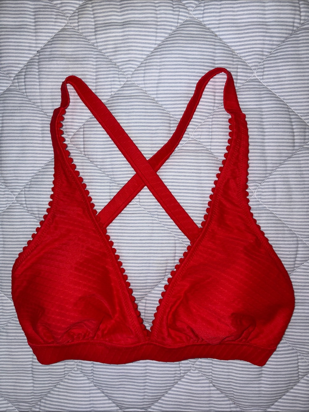 Women's Red Crossback Triangle Bikini Top